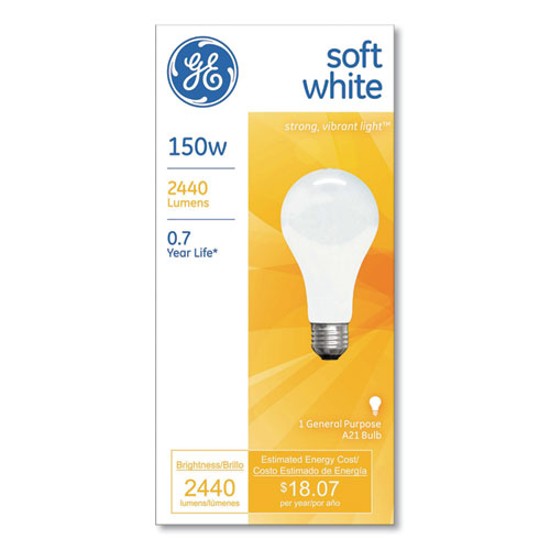 General Purpose A21 Incandescent SW Light Bulb, 150 W, Soft White