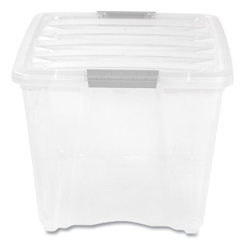 IRIS Stack and Pull Latching Flat Lid Storage Box, 13.5 gal, 22 x 16.5 x  13.03, Clear