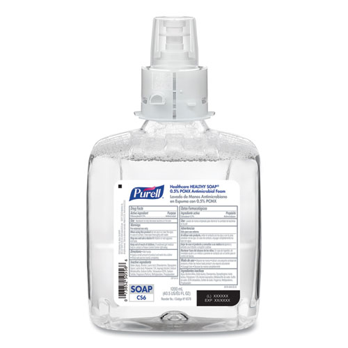 PURELL® Healthcare HEALTHY SOAP 0.5% PCMX Antimicrobial Foam, For CS4 Dispensers, Fragrance-Free, 1,250 mL, 4/Carton