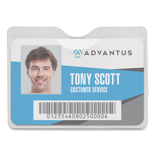 Security ID Badge Holders with Built-In Garment Clip, Horizontal, Clear ...