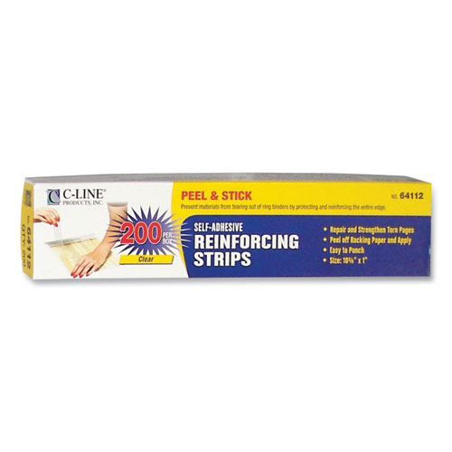 Image of Self-Adhesive Reinforcing Strips, 1 x 10.75, Clear, 200/Box