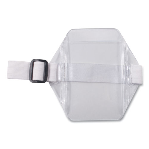 Vertical Arm Badge Holder, 5 x 5, Clear/White, 12/Box