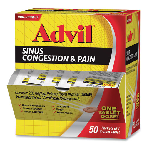 Sinus Congestion and Pain Relief, 50/Box