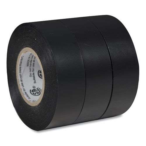 Image of Pro Electrical Tape, 1" Core, 0.75" x 50 ft, Black, 3/Pack