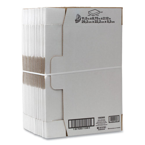 Self-Locking Mailing Box, Regular Slotted Container (RSC), 11.5 x 8.75 x 2.13, White, 25/Pack