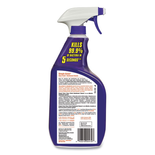Image of Clean Finish Disinfectant Cleaner, Herbal, 32 oz Spray Bottle, 12/Carton