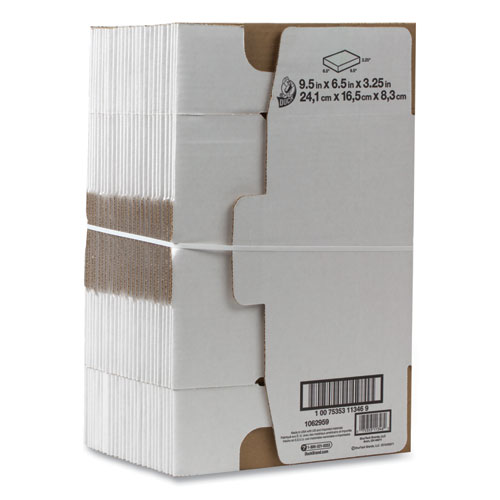 SELF-LOCKING MAILING BOX, REGULAR SLOTTED CONTAINER (RSC), 9.5" X 6.5" X 3.25", WHITE, 25/PACK