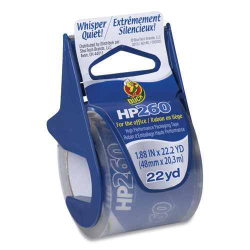 HP260 Packaging Tape with Dispenser, 1.5" Core, 1.88" x 22.2 yds, Clear, 6/Pack