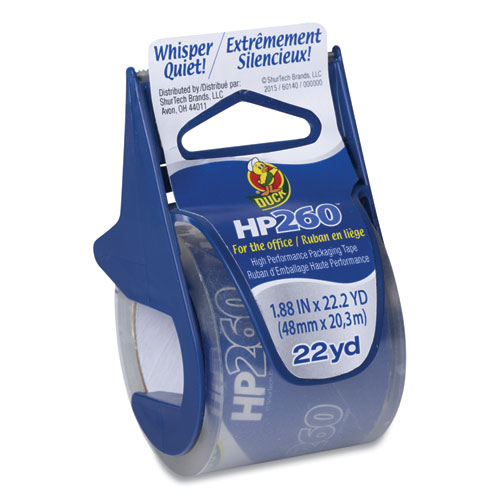 HP260 PACKAGING TAPE WITH DISPENSER, 1.5" CORE, 1.88" X 22.2 YDS, CLEAR, 6/PACK