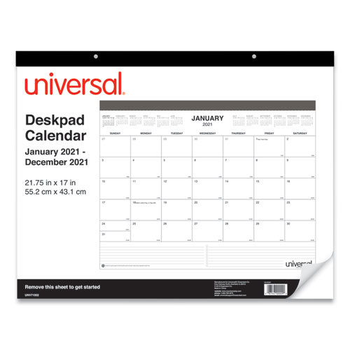 Image of Desk Pad Calendar, 22 x 17, White/Black Sheets, Black Binding, Clear Corners, 12-Month (Jan to Dec): 2023
