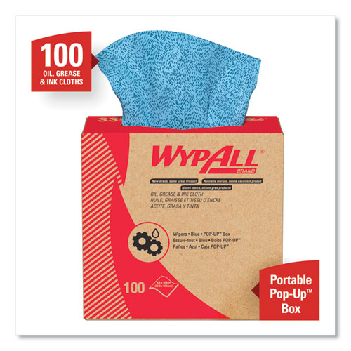 Oil, Grease and Ink Cloths, POP-UP Box, 8 4/5 x 16 4/5, Blue, 100/Box, 5/Carton