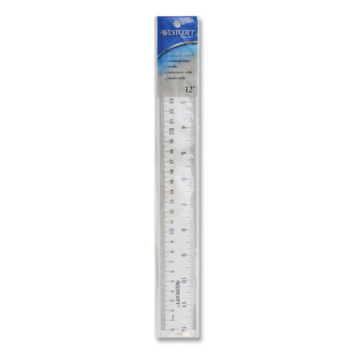 Clear Flexible Acrylic Ruler, Standard/Metric, 18 Long, Clear