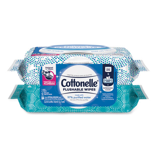Cottonelle® Fresh Care Flushable Cleansing Cloths, 1-Ply, 3.73 X 5.5, White, 84/Pack