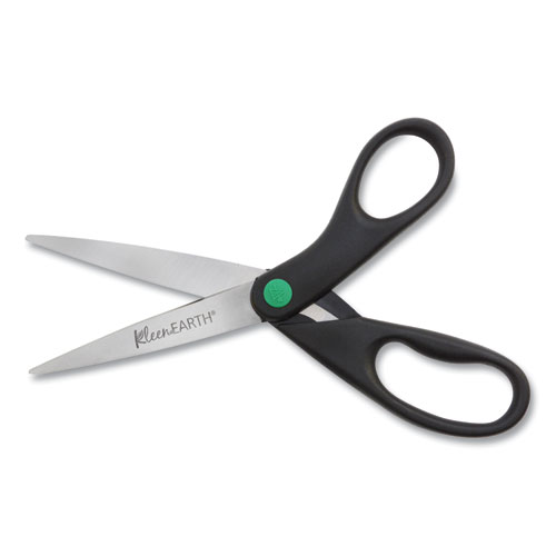 Image of KleenEarth Scissors, 8" Long, 3.25" Cut Length, Black Straight Handles, 2/Pack