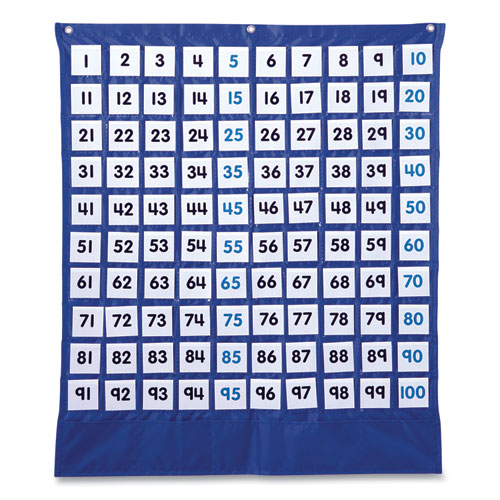 Hundreds Pocket Chart, 105 Pockets, 26 x 30, Blue