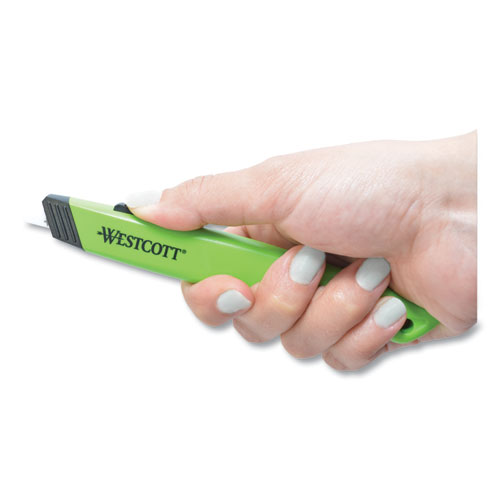 Image of Westcott® Safety Ceramic Blade Box Cutter, 0.5" Blade, 5.5" Plastic Handle, Green