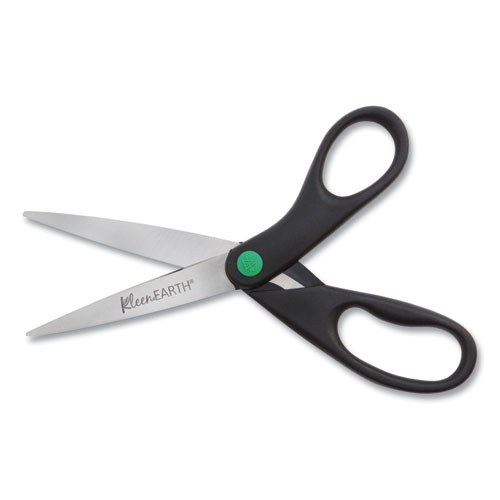 Image of Westcott® Kleenearth Scissors, 8" Long, 3.25" Cut Length, Black Straight Handle