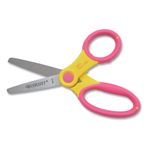 Image of Westcott® Ultra Soft Handle Scissors W/Antimicrobial Protection, Rounded Tip, 5" Long, 2" Cut Length, Randomly Assorted Straight Handle