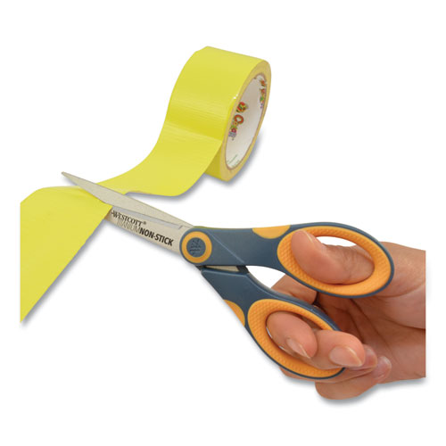 Image of Westcott® Non-Stick Titanium Bonded Scissors, 7" Long, 3" Cut Length, Gray/Yellow Straight Handle