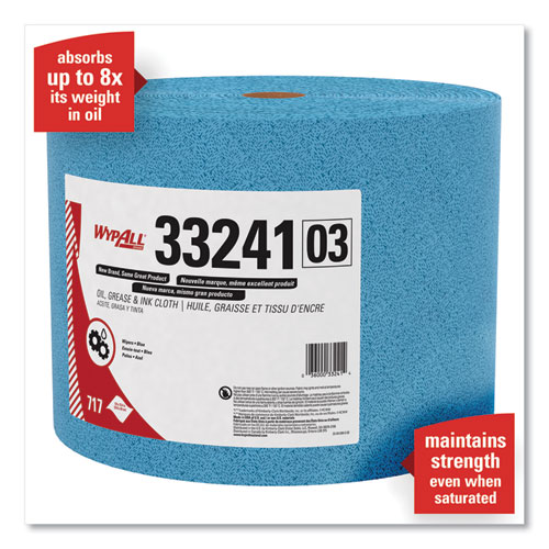 OIL, GREASE AND INK CLOTHS, JUMBO ROLL, 9 3/5 X 13 2/5, BLUE, 717/ROLL