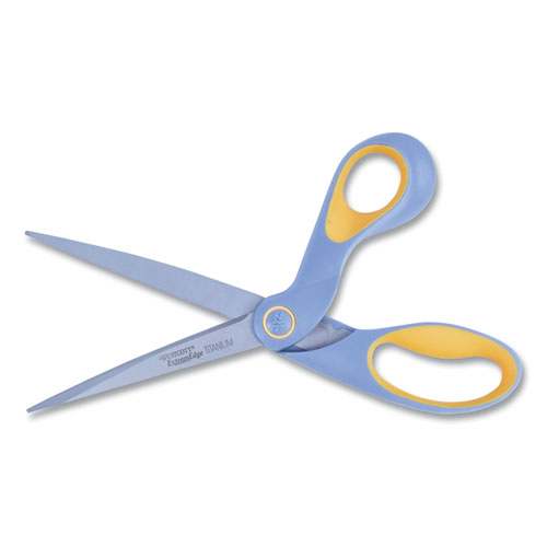 Image of ExtremEdge Titanium Bent Scissors, 9" Long, 4.5" Cut Length, Gray/Yellow Offset Handle