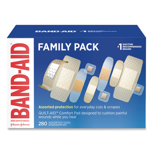 Band-Aid® Sheer/Wet Adhesive Bandages, Assorted Sizes, 280/Box