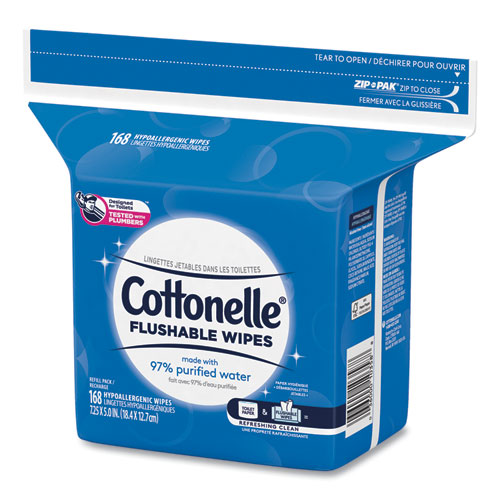 168 count per pack 8 per case. Cottonelle Freshcare Flushable Cleansing Cloths Refill 