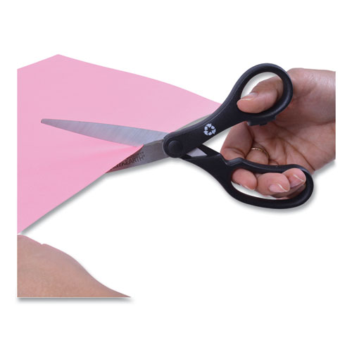 Image of KleenEarth Basic Plastic Handle Scissors, 8" Long, 3.25" Cut Length, Black Straight Handle