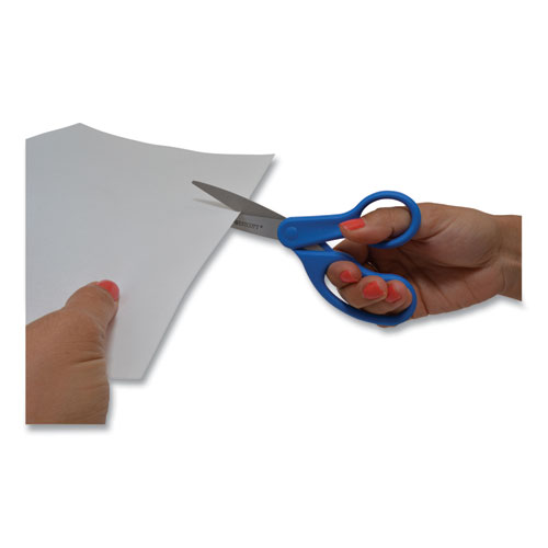 Image of Westcott® Preferred Line Stainless Steel Scissors, 8" Long, 3.5" Cut Length, Blue Straight Handle