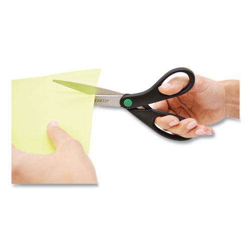 Image of KleenEarth Scissors, 8" Long, 3.25" Cut Length, Black Straight Handles, 2/Pack