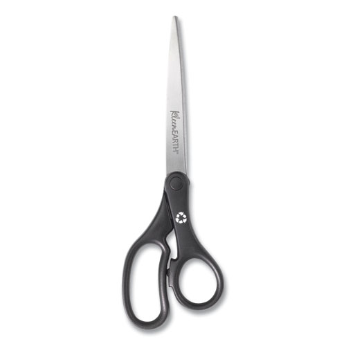 Image of Westcott® Kleenearth Basic Plastic Handle Scissors, 9" Long, 4.25" Cut Length, Black Straight Handle