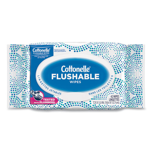 Image of Fresh Care Flushable Cleansing Cloths, 3.73 x 5.5, White, 84/Pack