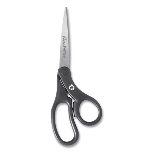 Image of KleenEarth Basic Plastic Handle Scissors, 8" Long, 3.1" Cut Length, Black Offset Handle