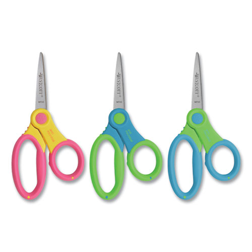 Westcott® Ultra Soft Handle Scissors with Antimicrobial Protection, 5" Long, 2" Cut Length, Randomly Assorted Straight Handles