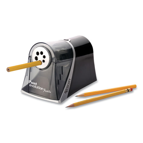 Image of Westcott® Ipoint Evolution Axis Pencil Sharpener, Ac-Powered, 5 X 7.5 X 7.25, Black/Silver