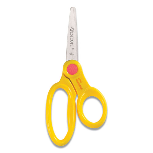 Image of Westcott® Kids' Scissors With Antimicrobial Protection, Pointed Tip, 5" Long, 2" Cut Length, Assorted Straight Handles, 12/Pack