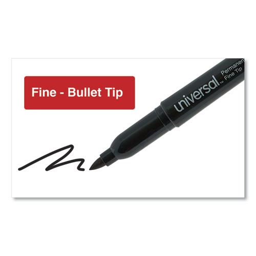 Image of Pen-Style Permanent Marker, Fine Bullet Tip, Black, Dozen