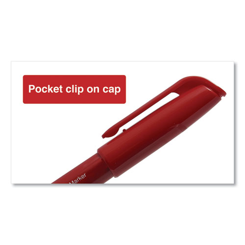 Image of Universal™ Pen-Style Permanent Marker, Fine Bullet Tip, Red, Dozen