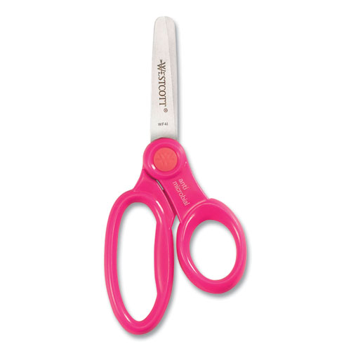 Image of Westcott® Kids' Scissors With Antimicrobial Protection, Rounded Tip, 5" Long, 2" Cut Length, Assorted Straight Handles, 12/Pack