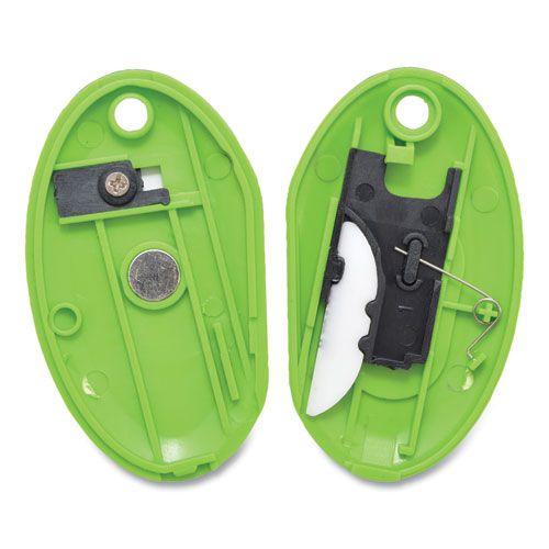 COMPACT SAFETY CERAMIC BLADE BOX CUTTER, 2.5", RETRACTABLE BLADE, GREEN