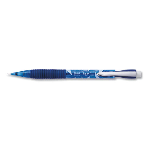 Image of Pentel® Icy Mechanical Pencil, 0.5 Mm, Hb (#2.5), Black Lead, Transparent Blue Barrel, Dozen
