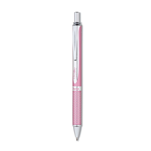 EnerGel Alloy RT Gel Pen, Retractable, Medium 0.7 mm, Black Ink, Pink Barrel