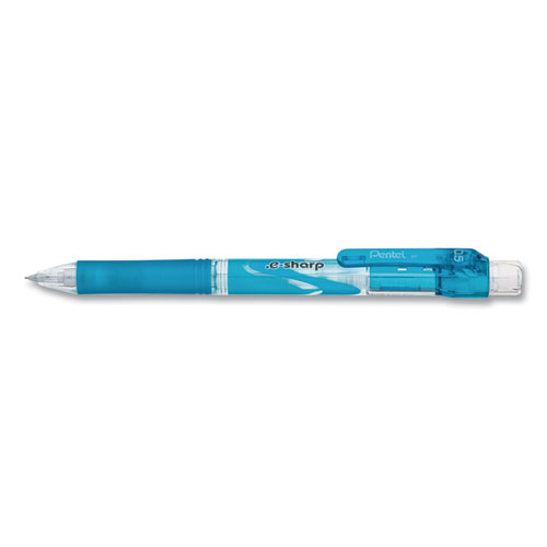 Pentel® .E-Sharp Mechanical Pencil, 0.5 Mm, Hb (#2.5), Black Lead, Sky Blue Barrel, Dozen