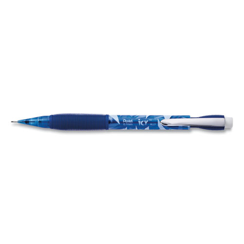 Image of Pentel® Icy Mechanical Pencil, 0.7 Mm, Hb (#2.5), Black Lead, Transparent Blue Barrel, Dozen