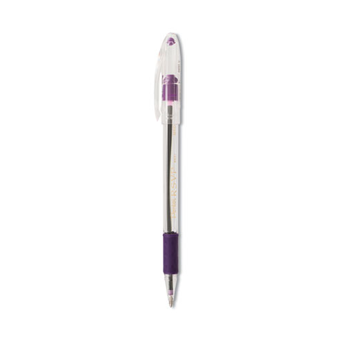 R.S.V.P. Ballpoint Pen, Stick, Medium 1 mm, Violet Ink, Clear/Violet Barrel, Dozen
