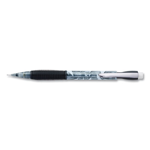 Pentel® Icy Mechanical Pencil, 0.5 mm, HB (#2), Black Lead, Translucent Ice/Black Barrel, Dozen