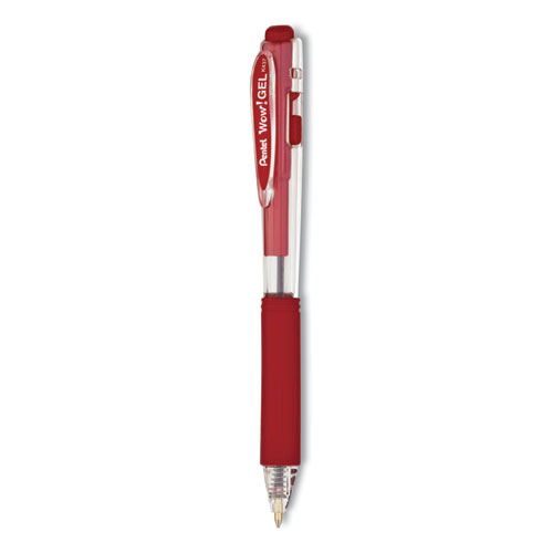 Pentel® Wow! Gel Pen, Retractable, Medium 0.7 Mm, Red Ink, Clear/Red Barrel, Dozen