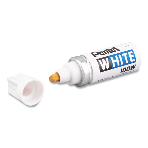 Pentel® White Permanent Marker, Broad Bullet Tip, White