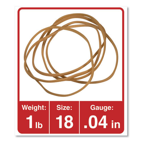 Rubber Bands, Size 18, 0.04" Gauge, Beige, 1 lb Box, 1,600/Pack