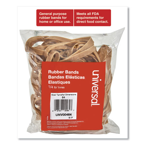 Image of Universal® Rubber Bands, Size 64, 0.04" Gauge, Beige, 4 Oz Box, 80/Pack